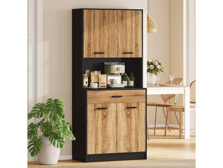 HOMCOM Buffet Cuisine 4 Portes 1 Tiroir 80x40x180 cm