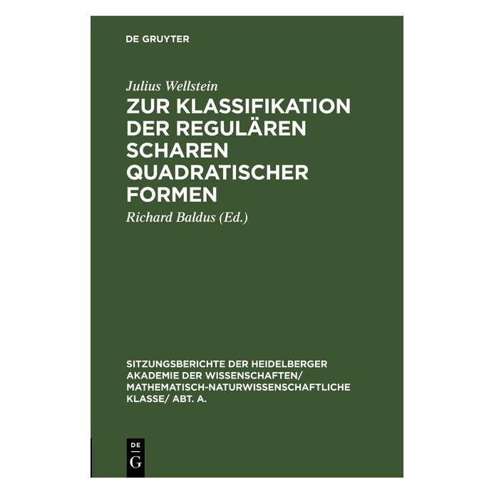 De Gruyter Wellstein:Zur Klassifikation der regulä (Deutsch, Hardcover, Julius Wellstein) (67775718)