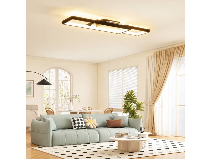 HOMCOM Plafonnier LED 43W 3000-6000K Télécommande Noir