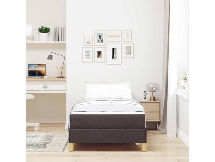 KTHLBRH Boxspringbett mit Matratze Dunkelbraun 80 x 200 cm Eleganter Stoff, Holzstruktur, modernes Design für Schlafzimmer