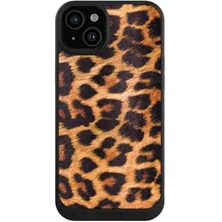 Nivocase Hülle für Apple iPhone 15 Plus Handyhülle NIVOcore Case Schwarz Animalprint Fell Leopard (Apple iPhone 15 Plus), Smartphone Hülle, Schwarz
