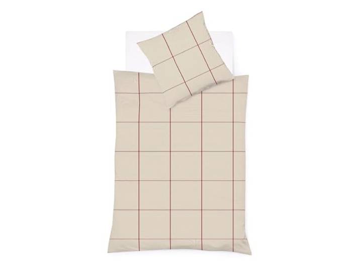 fleuresse Lech Edelflanell Bettwäsche 155x220 Karo Natur rot 604311-04