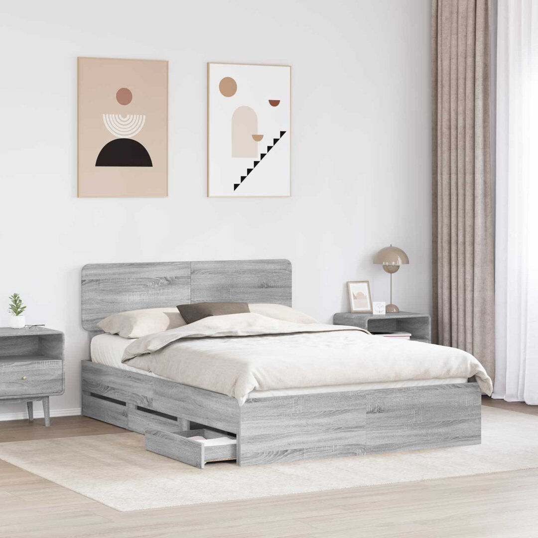 17 Stories Bed Grey Sonoma Kingsize (5')