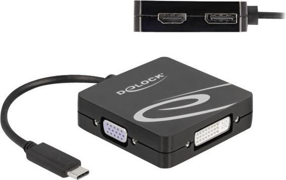 Delock 63129 USB Type-C naar VGA, DVI en HDMI adapter