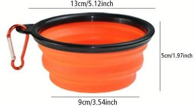 Uplifted Goods Dog Folding Travel Bowl Portable Silicone Food And Water Bowl For Outdoor Use orange