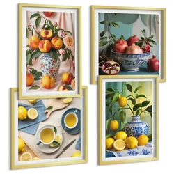 BILDER SET 4er Set - 50x50 cm & 40x60 cm Goldrahmen - Matisses stilvolle Figuren