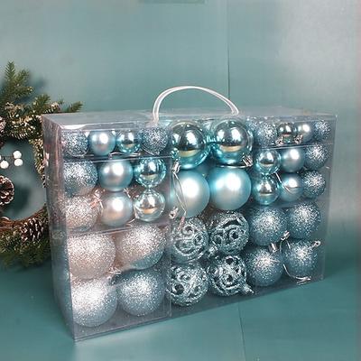 100 Stück Christbaumkugeln, Christbaumkugeln, Ornamente, Weihnachtsdekorationen, glänzende, hohle, runde Kugeln, Geschenkbox-Set für die Weihnachtsfeier, Szenenlayout, Weihnachtsbaum-Hängedekoration,
