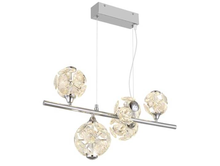Suspension LED réglable en hauteur avec cristaux chromés Hauteur 150 cm