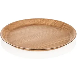 3x Non-Slip Gastro Tablett Holzoptik skandinavisches Design rund ø 24 cm