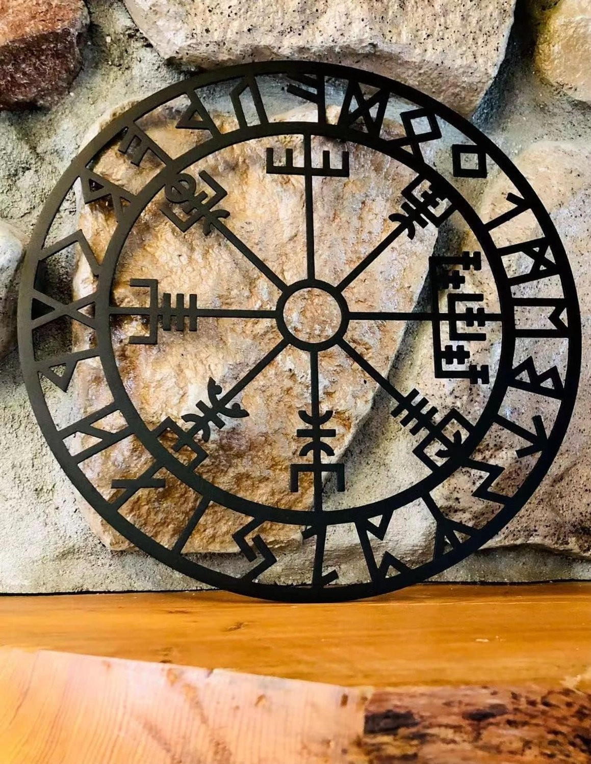 Viking Kompas Muurdecoratie - Metalen Sculptuur Ornament voor Woonkamer, Slaapkamer en Badkamer