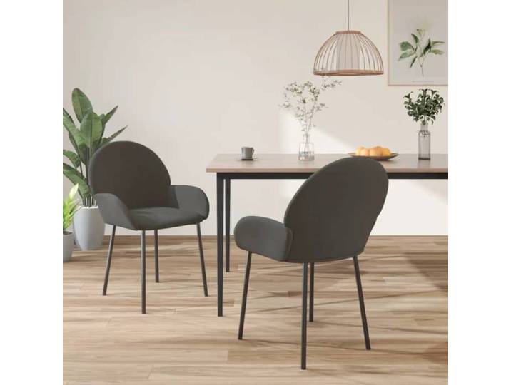 Mode Chaises à manger JILL (Set de 2) Gris foncé Velours LV1490