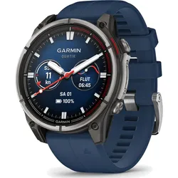 Garmin Quatix® 8 Quatix® 8 - 47 mm AMOLED Sapphire Schwarz/Titanium Titan mit QuickFit®-Silikon-Armband 22 mm Kapitänsblau" 010-02904-51" - variabel,wählbar,Kapitänsblau - 47mm
