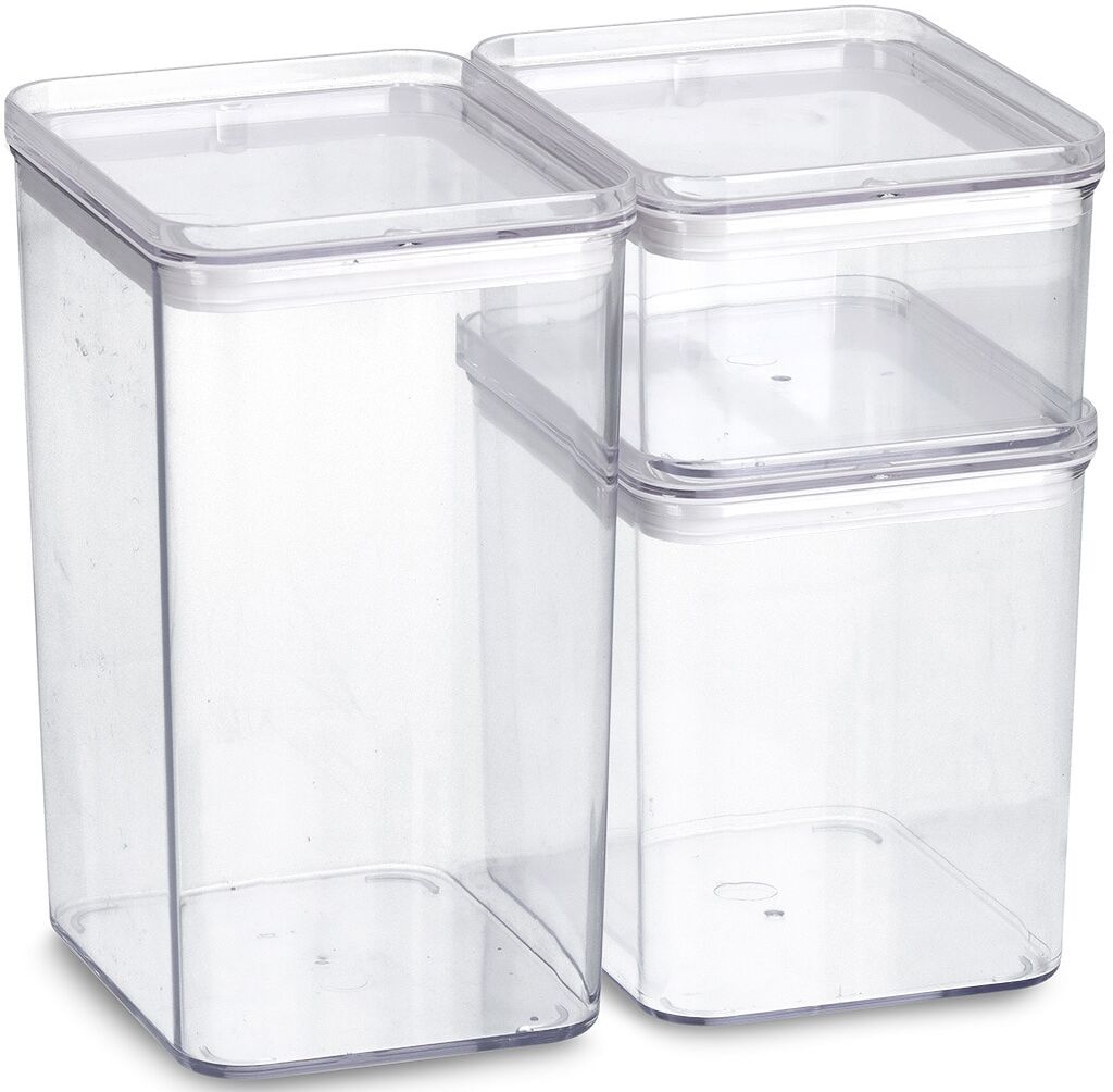 Vorratsdose ZELLER PRESENT, transparent, Kunststoff, Silikon, Lebensmittelaufbewahrungsbehälter, Vorratsdose, 3-teilig, stapelbar transparent Einheitsgröße