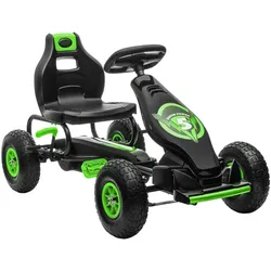GOKART, Kinderfahrzeug mit verstellbarem Schalensitz, Tretauto, Grün+Schwarz