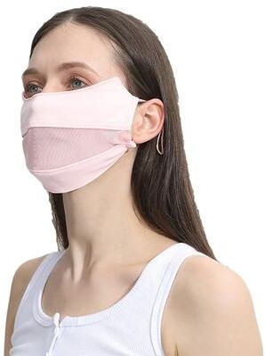 Daily Deals Depot Cooling Ice Silk UV Protection Face Mask For Outdoor Sports & Summer Activities pink Sunscreen Mask