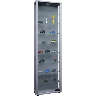 Standvitrine VCM "Holz Glas Stand Vitrine Sammelvitrine Edana Maxi", silber, B:33cm T:18cm, Obermaterial: 100% Holz Wood., Schränke, Standvitrine