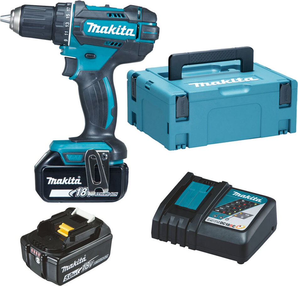 Makita DDF482RTJ 18V Accuschroefboormachine met 2x BL1850B Accu's
