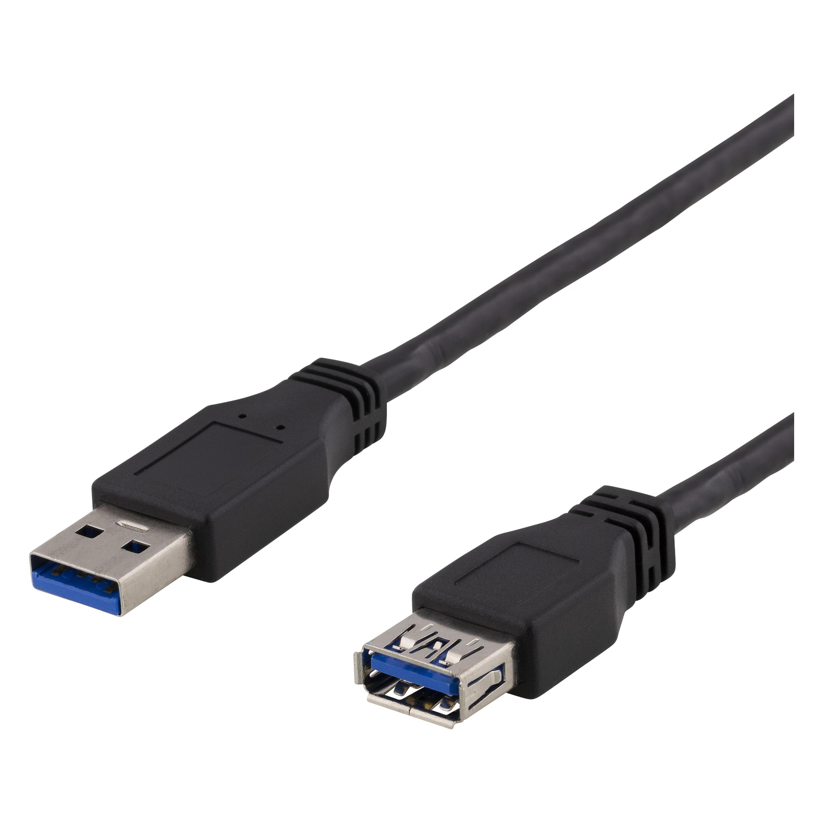 Deltaco USB 3.1 Gen 1 forlaengerkabel 3m Sort (3 m, USB 3.2 Gen 2) (USB3-243)