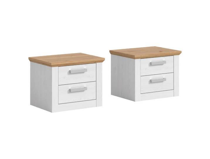 Livetastic Nachtschrankset, Lärche, Eiche Artisan, Kunststoff, Holzoptik, 4 Schublade(n) Schubladen, 56x43x39 cm, Schlafzimmer, Nachttische