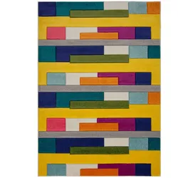 Teppich Mittelflor MOSS Farbblöcke Polypropylen 120x170 cm Multi modern lebhaft bunt Designerteppich Wohnzimmerteppich | Kadima Design