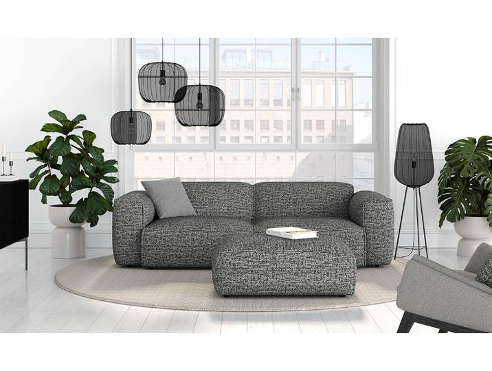 Polsterhocker 81 x 38 x 100cm Grau/Granit Chenille Enne: Granitgrau
