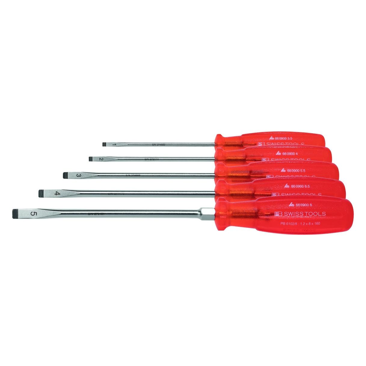 PB Swiss Tools Schraubendreher-Satz für Schlitz, mit "multicraft"-Kraftheft (Schlitz) (PB 1467)