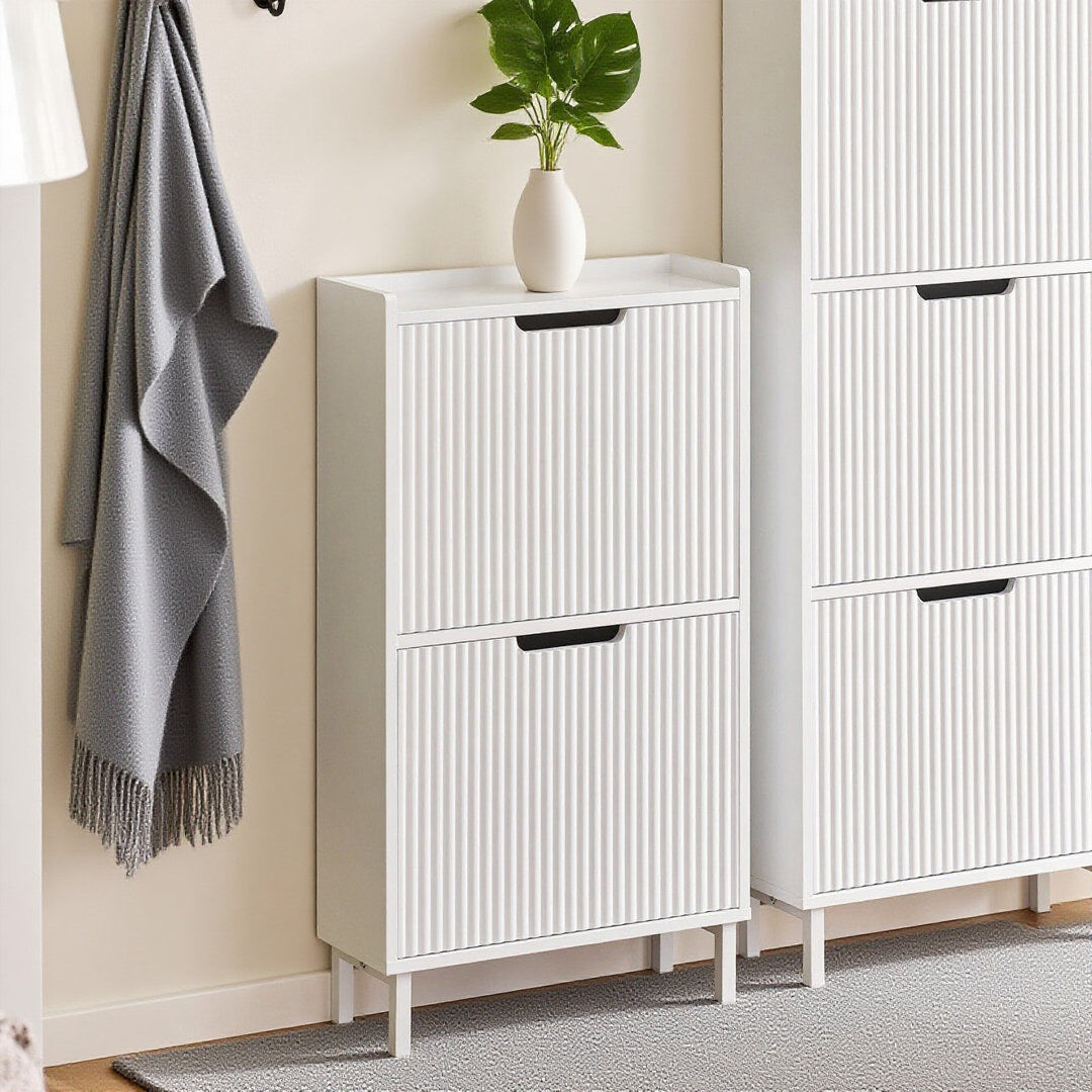 17 Stories 4 Pair Shoe Storage Cabinet White 4