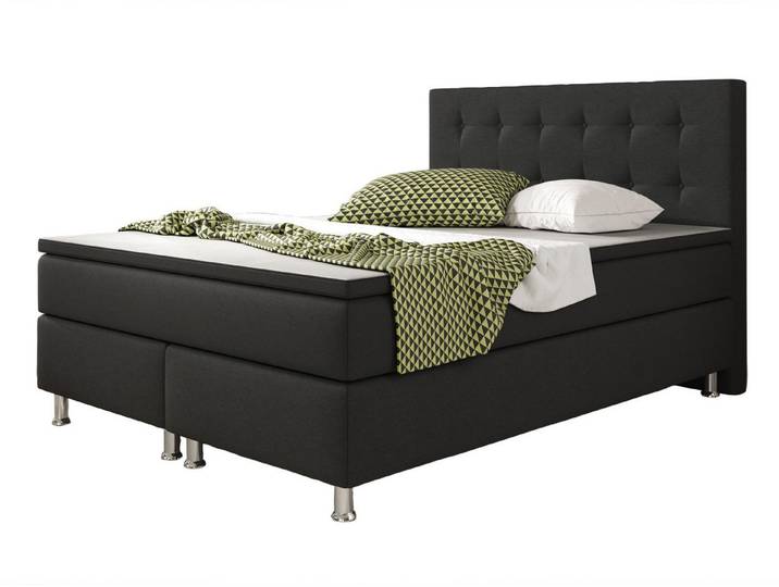 inter Boxspringbett Boxspringbett Köln Webstoff mit 7 Zonen Taschenfederkern und Topper (140x200 cm, Schwarz inkl. 7 Zonen Taschenfederkernmatratze und Topper), Taschenfederkern-Komfort, gepolstertes Kopfteil, inklusive Matratze