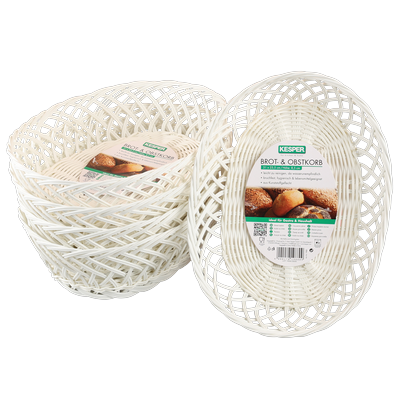 Brotkorb KESPER "Brot- & Obstkorb, oval, 5er Set", weiß, B:31cm H:8,5cm L:23,5cm, Kunststoff, Lebensmittelaufbewahrungsbehälter, Brotkorb, Breite ca. 31 cm