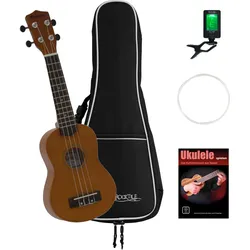Dimavery UK-200 Sopran-Ukulele Braun Set