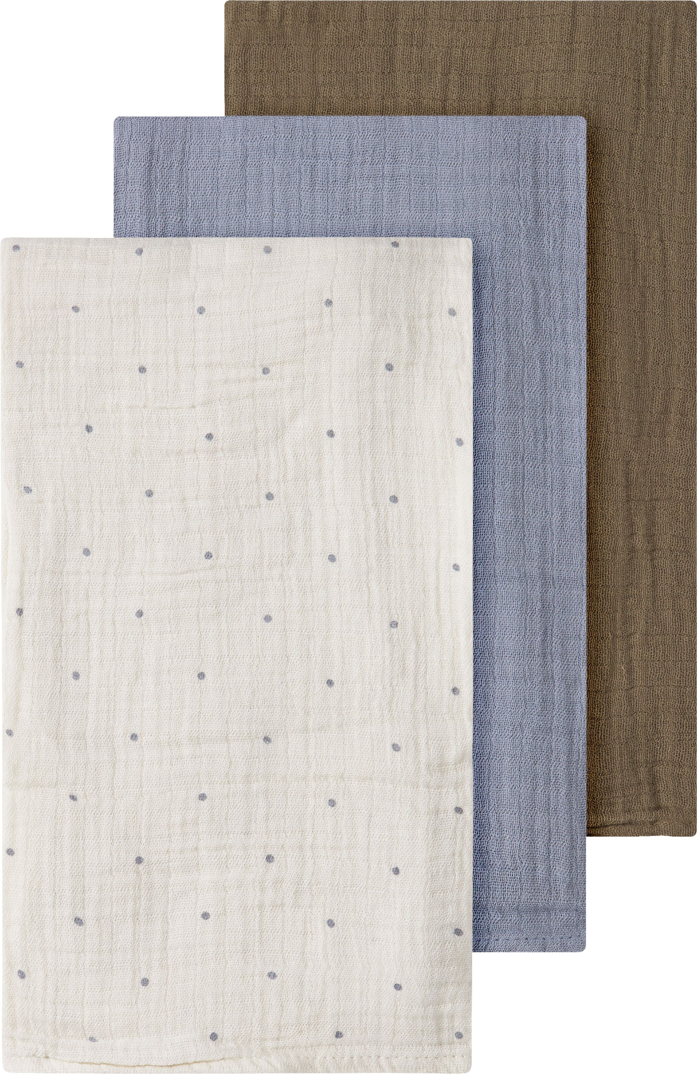 Multifunktionstuch LIL' ATELIER "NBNISLEYS 3PACK NAPPIES LIL NOOS", Baby, bunt (turtledove aop:sepia tint, sleet), Web, Baumwolle, bedruckt, Modetücher Multifunktionstuch, aus Baumwolle, bequeme Passform, mit Blumenmuster und Uni-Look turtledove aop:sepia