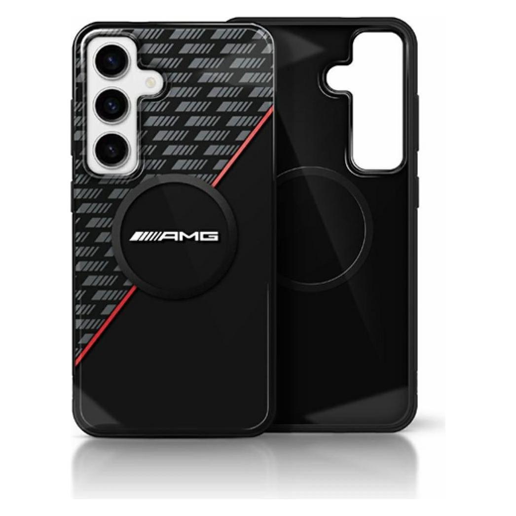 Mercedes AMG Double Layer Rhombs MagSafe Case for Samsung Galaxy S25+ - Black/Red (Samsung Galaxy S25+) (AMG00096-0)