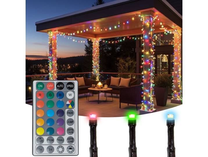 RGBW LED Lichterkette mit Fernbedienung, 96 LEDs, 9,6 m