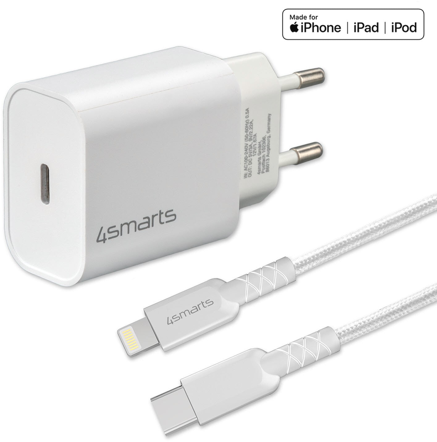 4smarts Schnelllade-Set 20W mit 1,5m Lightning Kabel f. iPhone 40-45-5099