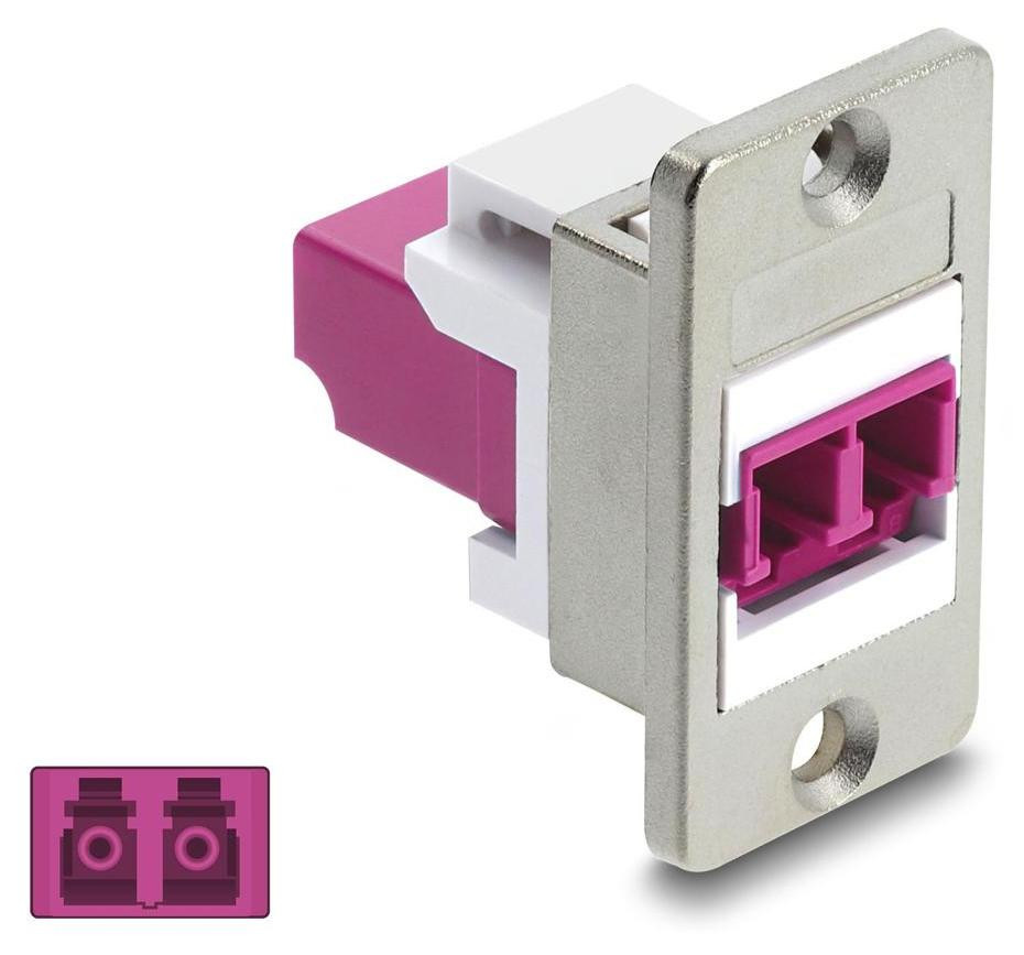 Delock Paneelmontage LC Duplex connector mannelijk naar mannelijk zilver/violet/wit