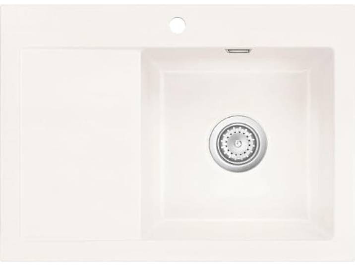 Flächenbündige Spüle MERA 70 F Polar mit Becken rechts u. Handbetätigung