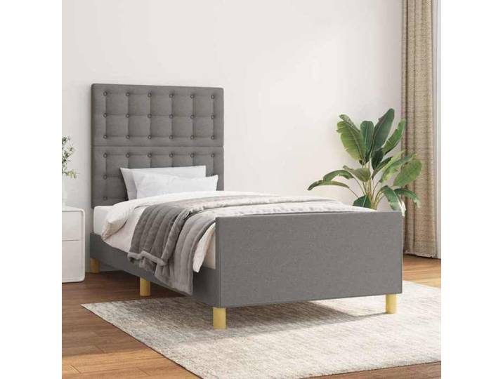 Cadre lit tête 90x200 cm tissu avec tête rembourrée design sobre chambre compacte moderne
