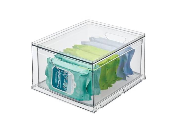 iDesign Aufbewahrungsbehälter aus recyceltem Kunststoff mit Schublade, 26,5 x 22,4 x 14,6 cm, transparenter Behälter