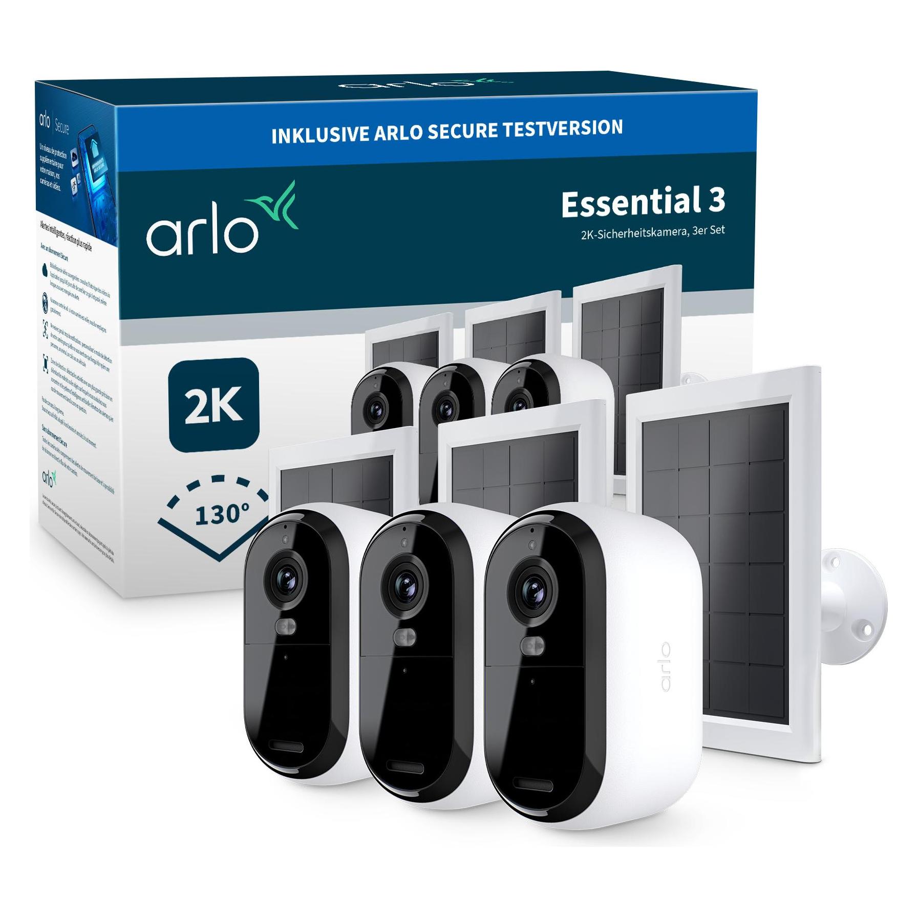 Arlo Essential 3 3er Set mit Solarpanel (2560 x 1440 Pixels) (VMK3380-100EUS)