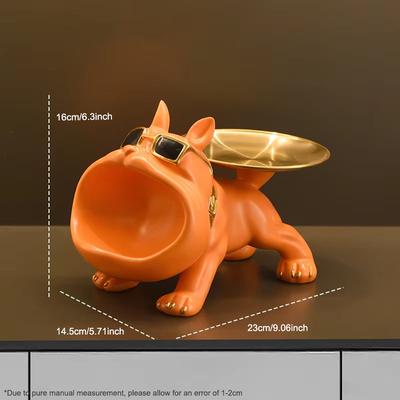 ModernMart Bulldog Butler Tray Statue Decorative Storage Organizer For Home Decor c