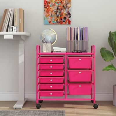 Lirago 9-Drawer Rolling Storage Cart with Colorful Drawers and Metal Frame