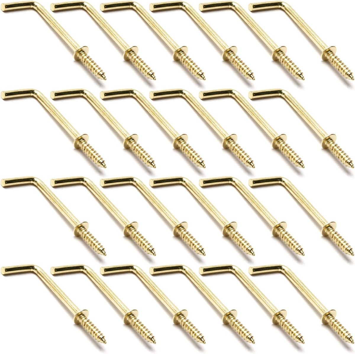Haakse Schroefhaken - L-vormige Haken - 50 Stuks - Goudkleurig