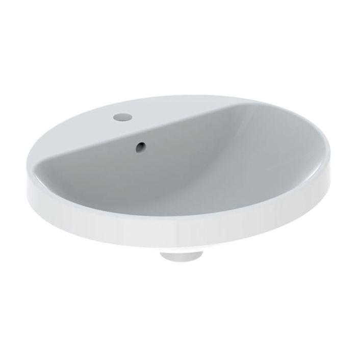 Geberit VariForm Einbauwaschtisch 500713012 weiß, 50x45cm, mit Hahnlochbank, Überlauf, oval