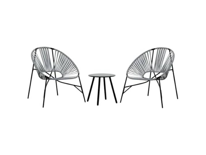 Coespram 3-Teilig Gartenmöbel Set mit 2 Rattan Sessel und Tisch, Hellgrau Balkon und Terrassen Sitzgruppe aus pflegeleichtem PE-Rattan mit kleinem Beistelltisch für entspannte Stunden im Freien.
