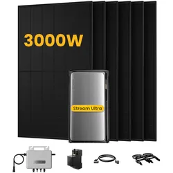 EcoFlow Stream Ultra, Solaranlage mit Speicher, mit 6 x 500W Bifazialen Solarmodulen, by Powerness - Stream Ultra | 1920Wh / 1 x Smart Meter / Selbstabholung