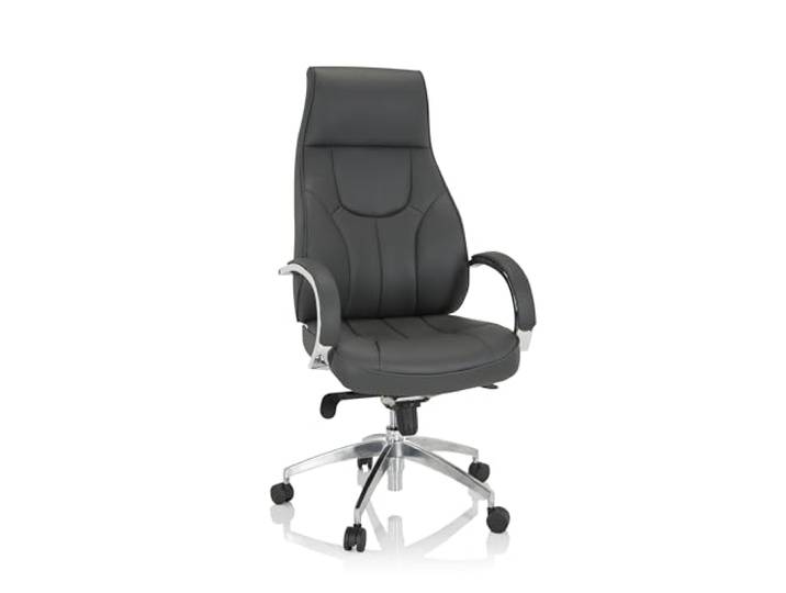 hjh OFFICE 729415 Profi Chefsessel Elegance I Kunstleder Grau Bürostuhl bis 150 kg belastbar, hohe Rückenlehne, gepolstert