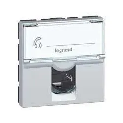 Legrand 079474 Mosaic 1-fach RJ45, Kat 6A, UTP, 2-modulig, Farbe: Aluminium