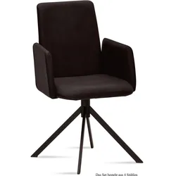 ARMLEHNSTUHL (4er-Set) Drina 52x92x60 Schwarz/Espresso