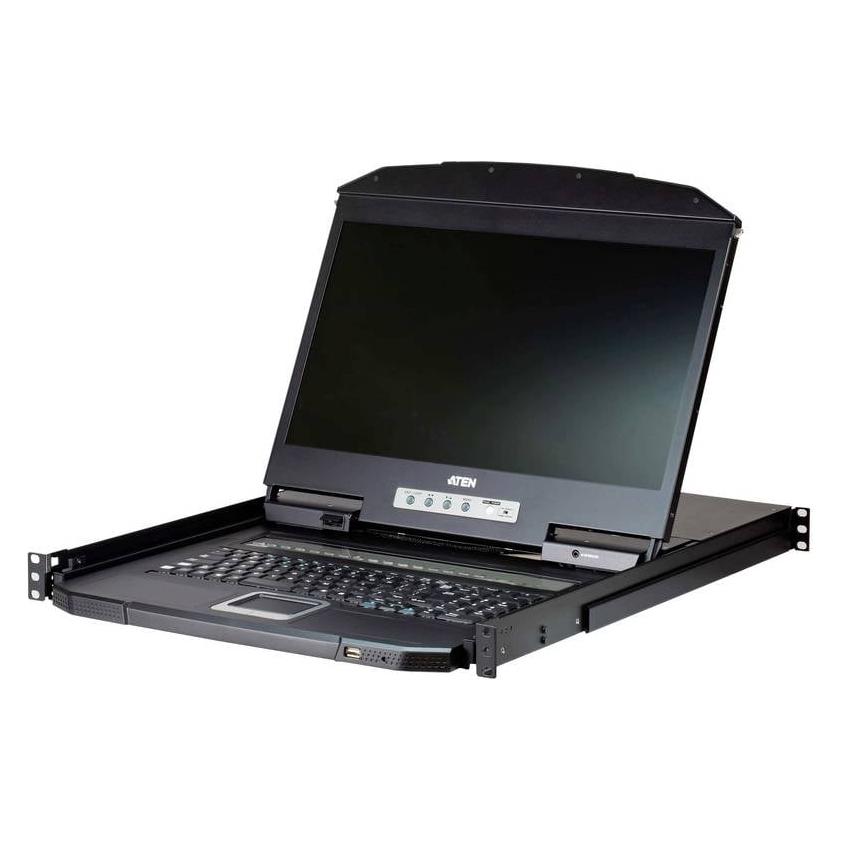 Aten CL3116NX KVM-Switch, 18,5Zoll TFT, VGA, PS/2-USB, 16 Port, Tastaturlayout US (CL3116NX US)