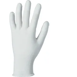 Nylon-Feinstrickhandschuhe "BASIC" weiß Fingerkuppen beschichtet - 6 (XS)